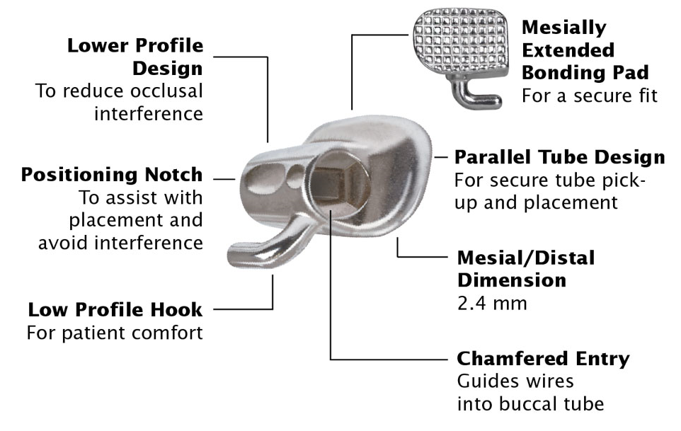 Mini Second Molar Bondable Buccal Tubes